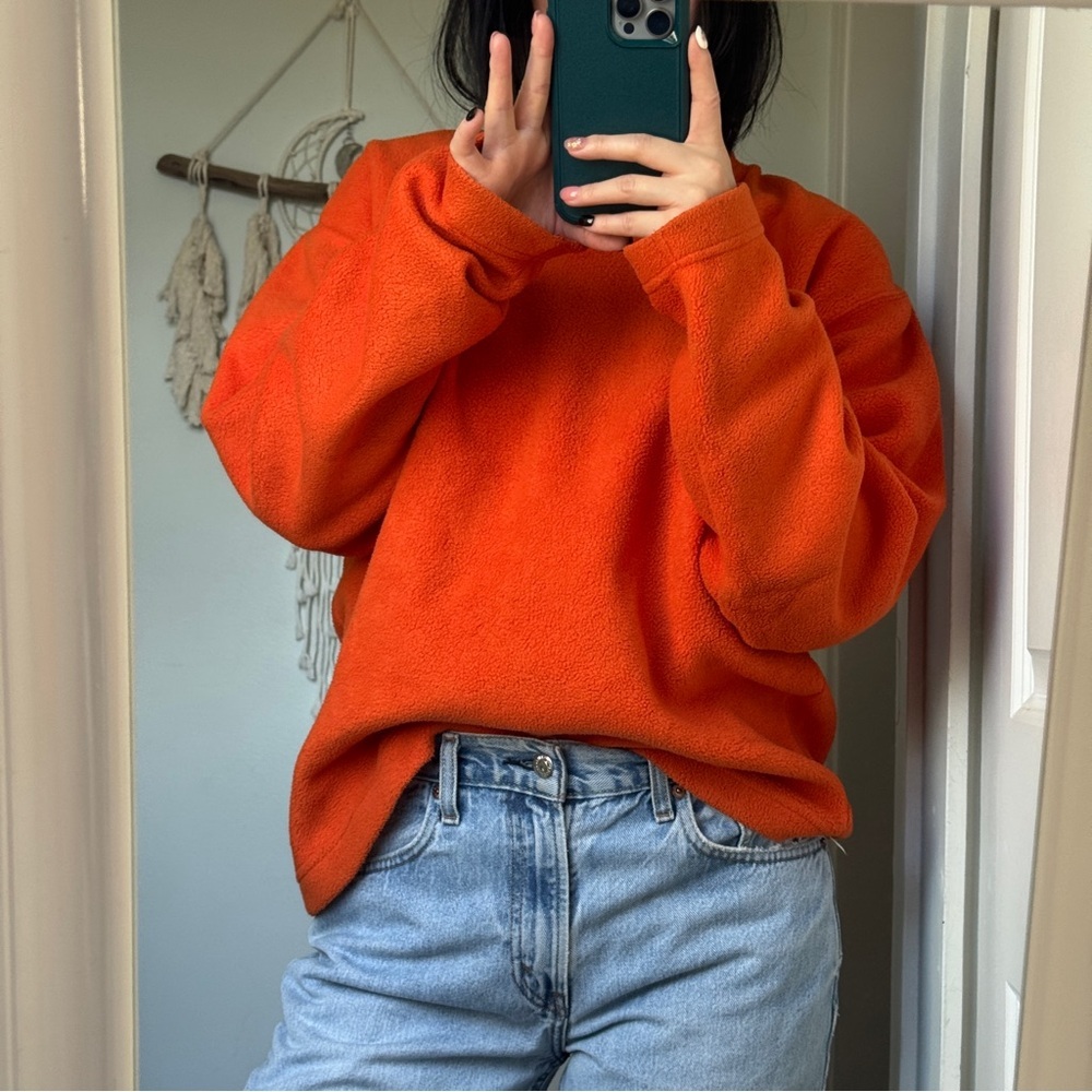 Gap Vintage 90s V-Neck orange Fleece Pullover - Picture 2 of 8